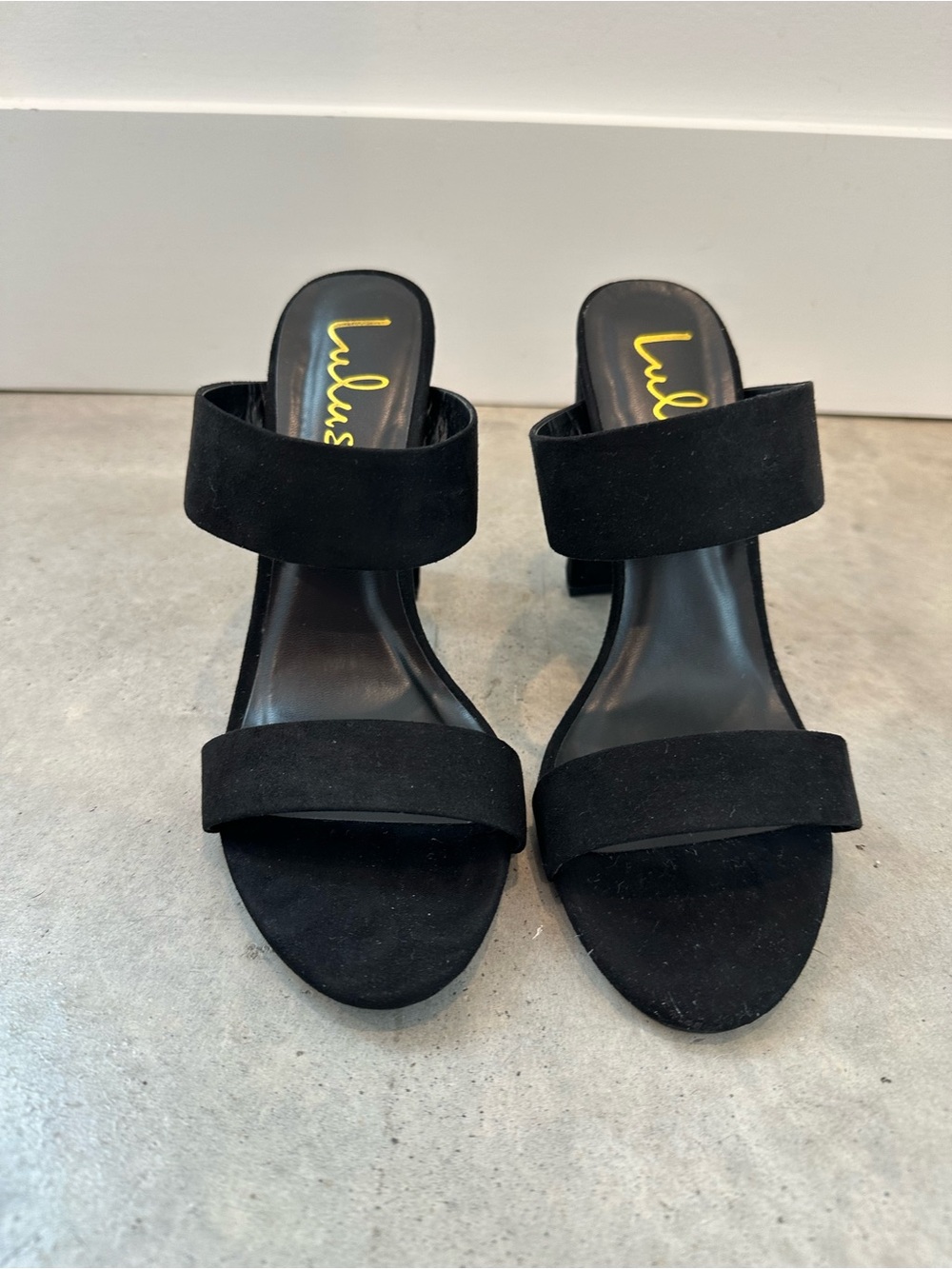 NWOT Lulus Marlowe Black Suede High Heel Sandals Size 8